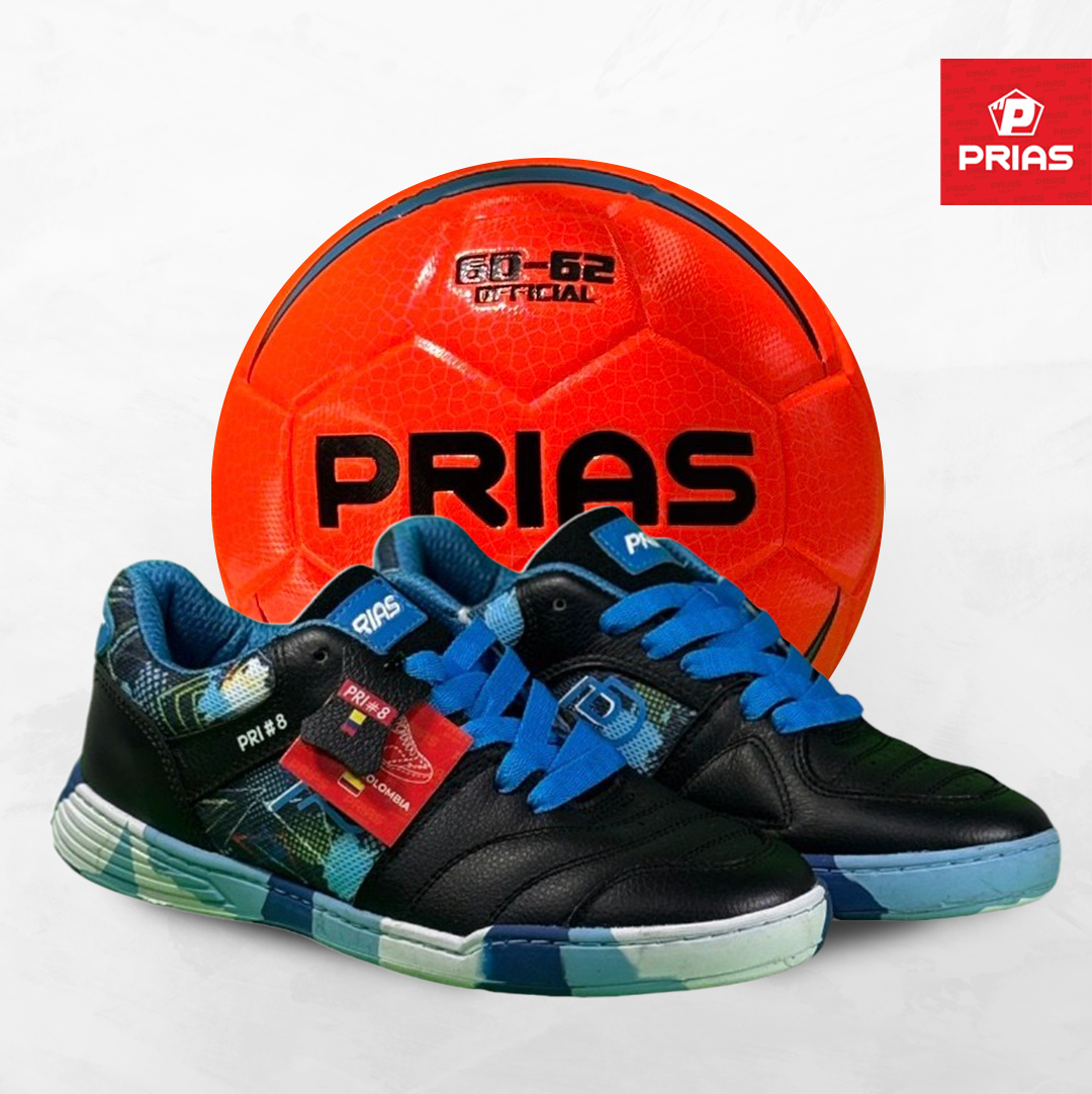 Combo Prias Flex Negro Azul + Balón